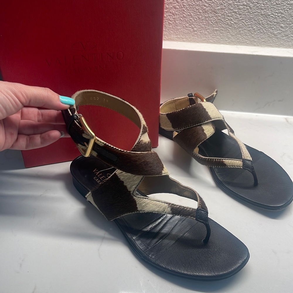 Gently worn authentic Valentino pony hair sandals and size 38